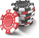Casino chips stacked on top of one another.
