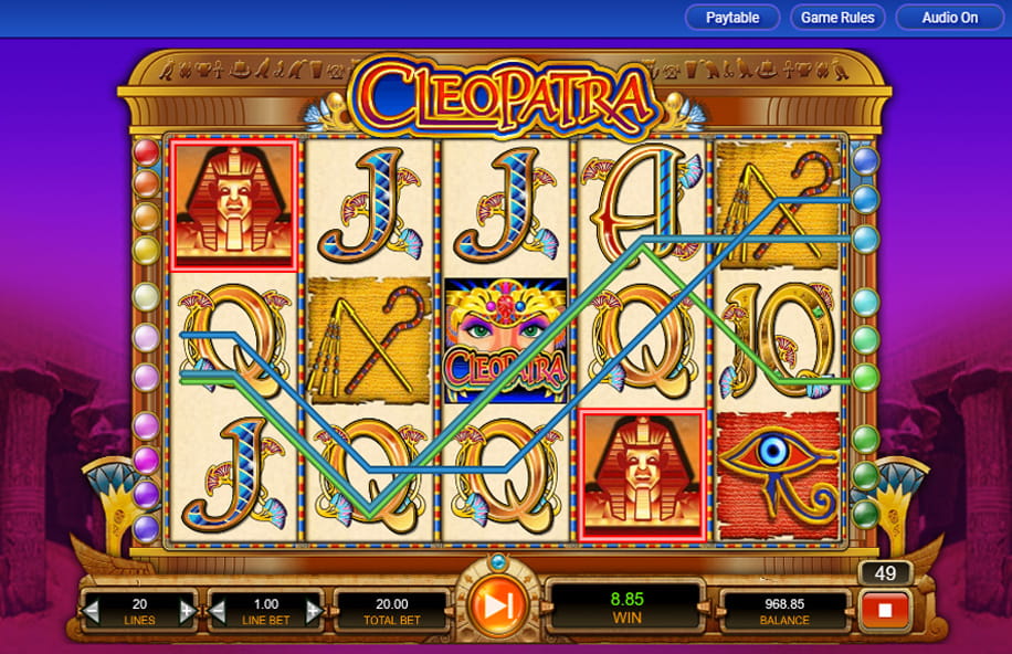 The Cleopatra slot game in action.