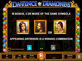 Rules of the Da Vinci Diamonds bonus round