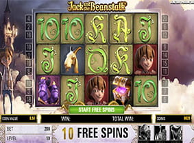 The free spins bonus round in the Jack and the Beanstalk slot game.