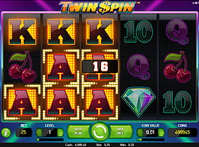 Winning paylines in the Twin Spin online slot.