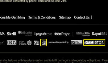 A screenshot of the Eurogrand website showing the Gambling Commission, GambleAware, GamStop, Malta Gaming Authority, UKGC and GamCare logos.