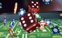 Dice falling on a casino table