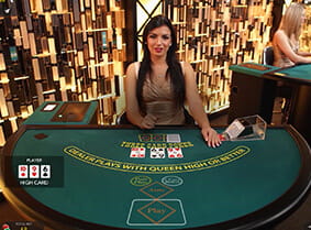 Snapshot of live dealer 3 card poker