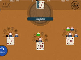 A game of 6 in 1 Blackjack from FELT in progress.