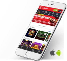 An image of a smartphone showing the Ladbrokes mobile casino app