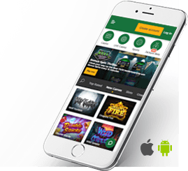 Smartphone with the Mr Green mobile app for iOS and Android mobile devices.