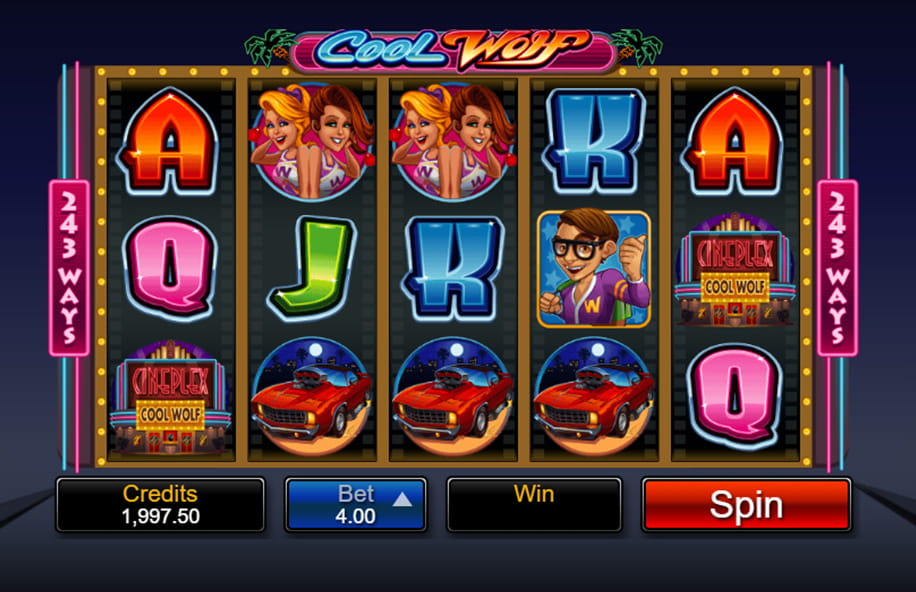 The Cool Wolf slot game in action.