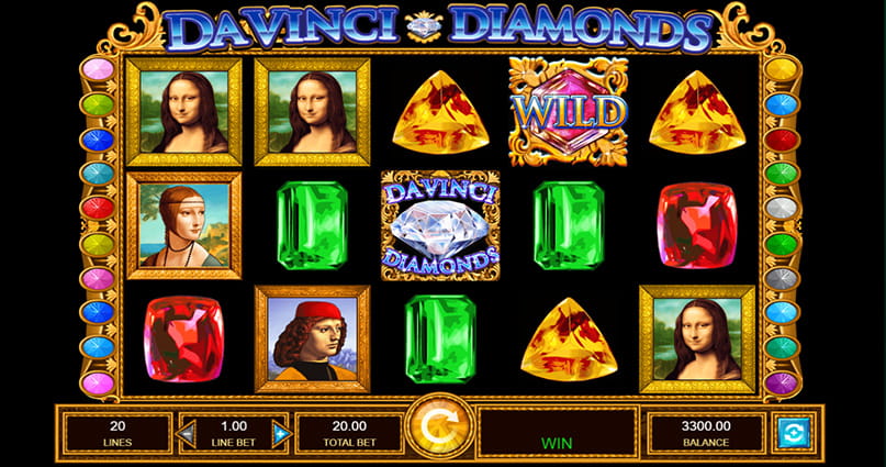 The jewelled reels of IGT's Da Vinci Diamonds slot.