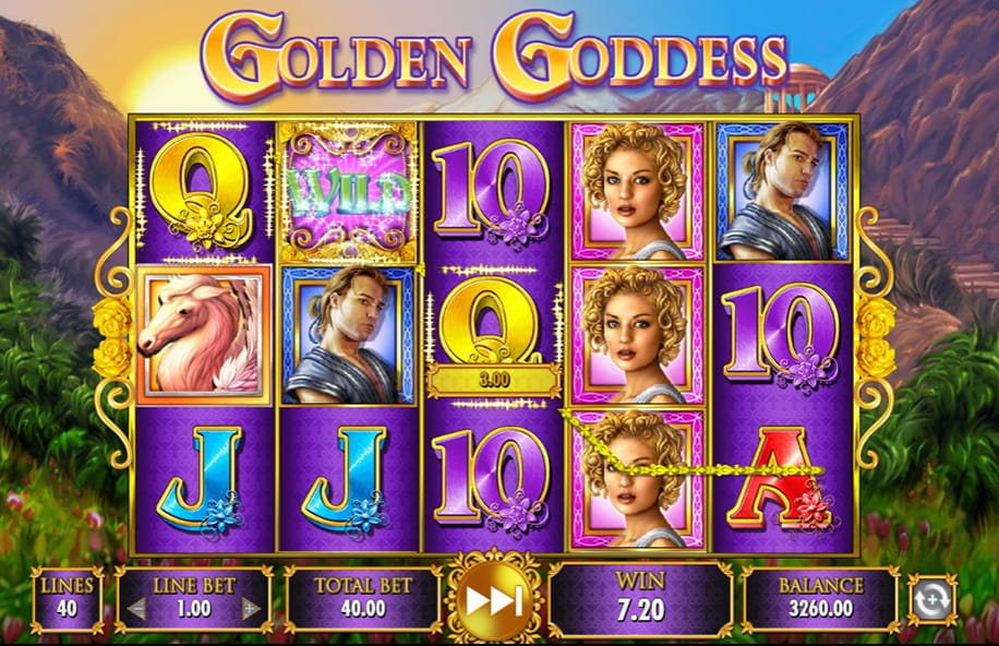 The Golden Goddess slot game in action.