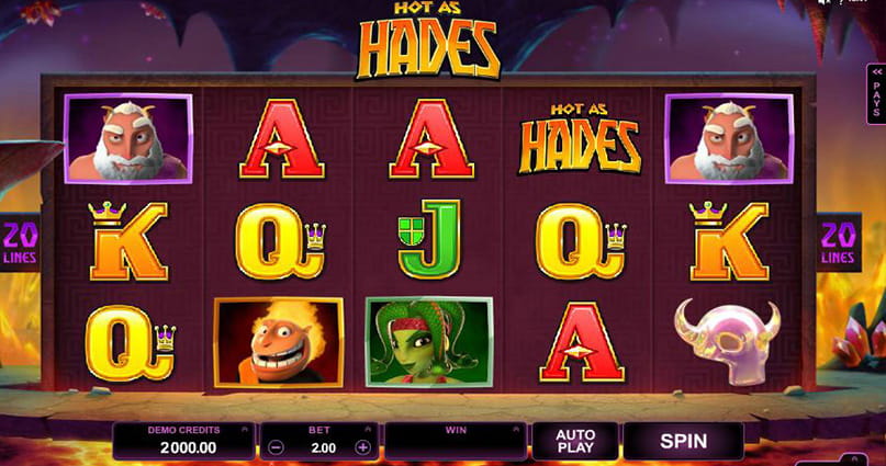 The rows and reels of the Hot as Hades online slot.