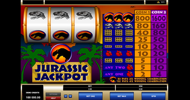 The Jurassic Jackpot reels during the game.