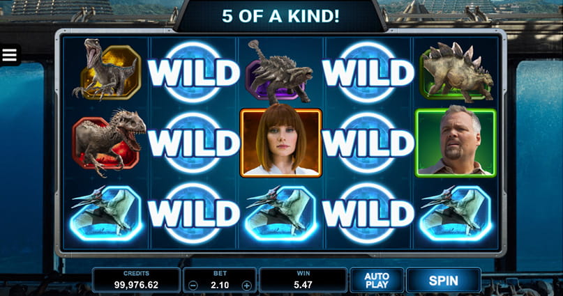 An in-game view of the Jurassic World slot.