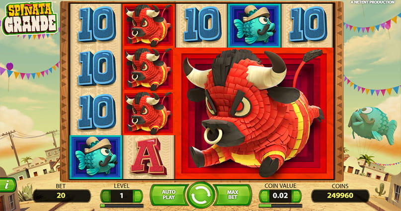 In-game action of the Spinata Grande slot from NetEnt.