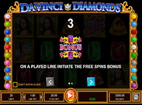 The Da Vinci Diamonds bonus symbol and explanation of functionality