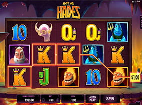 A winning line shown in the Hot as Hades slot.