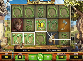 A winning payline in the Jack and the Beanstalk game.
