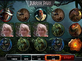 The video feature triggered in the Jurassic Park slot.