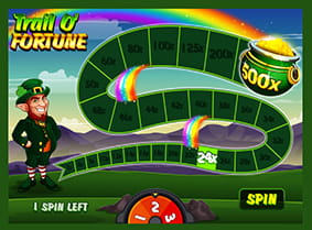 The Trail O’Fortune bonus game in Lucky Leprechaun.
