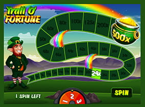 The Trail O’Fortune bonus game in Lucky Leprechaun.