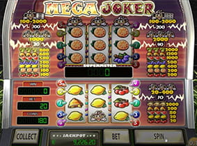 A winning payline in the Mega Joker slot.